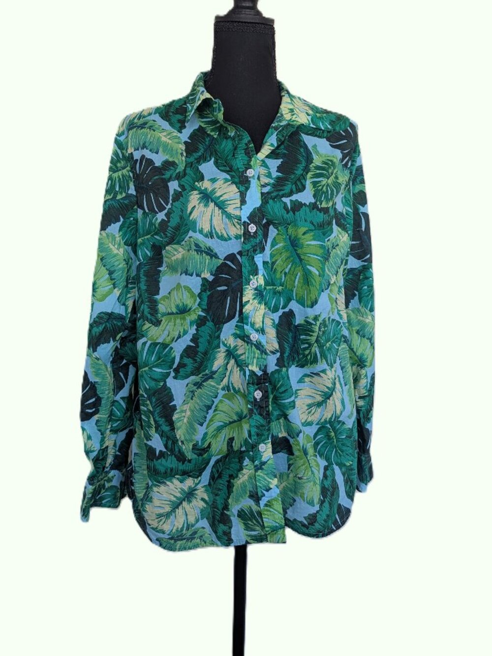 Talbots tropical lightweight long sleeve button down women's large beach